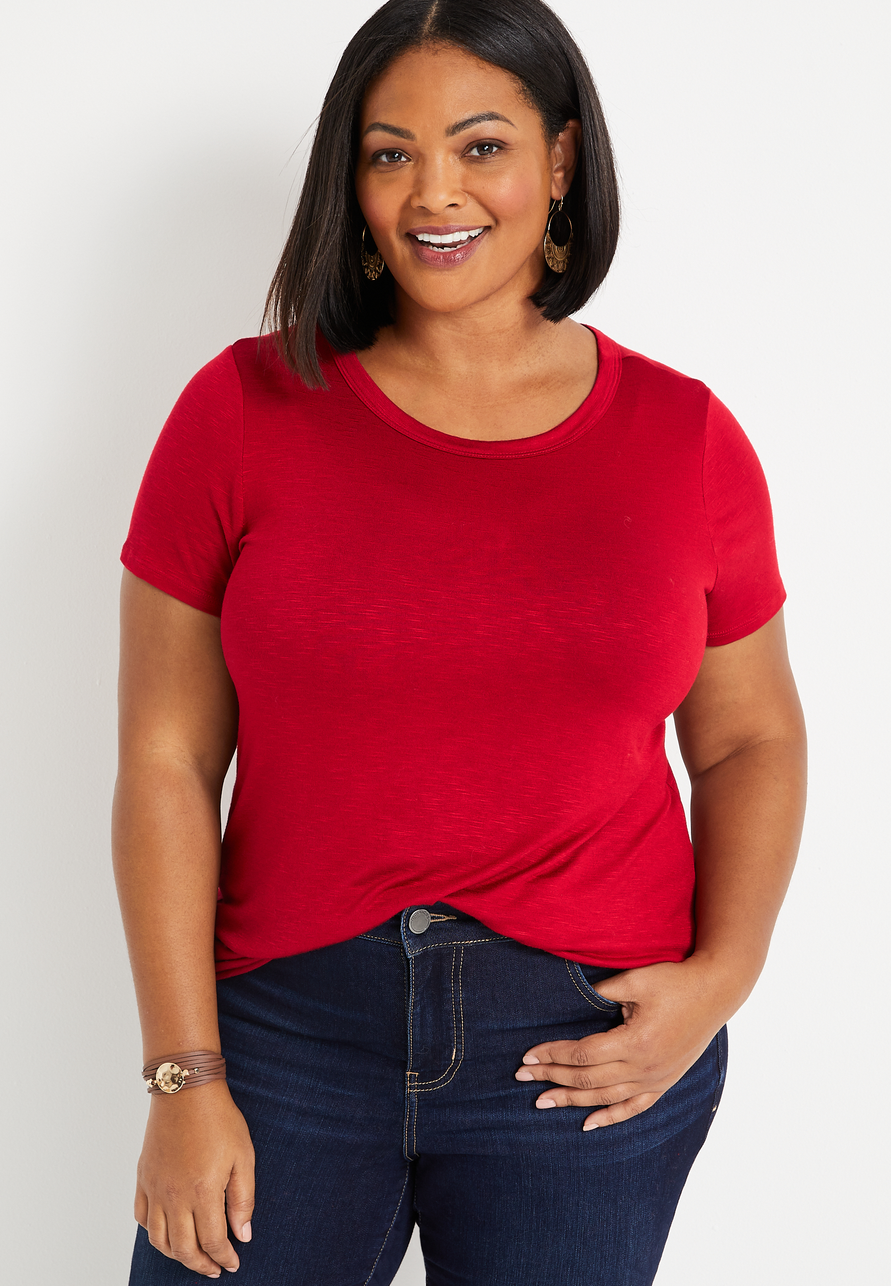 Plus Size 24/7 Solid Crew Neck Tee | maurices