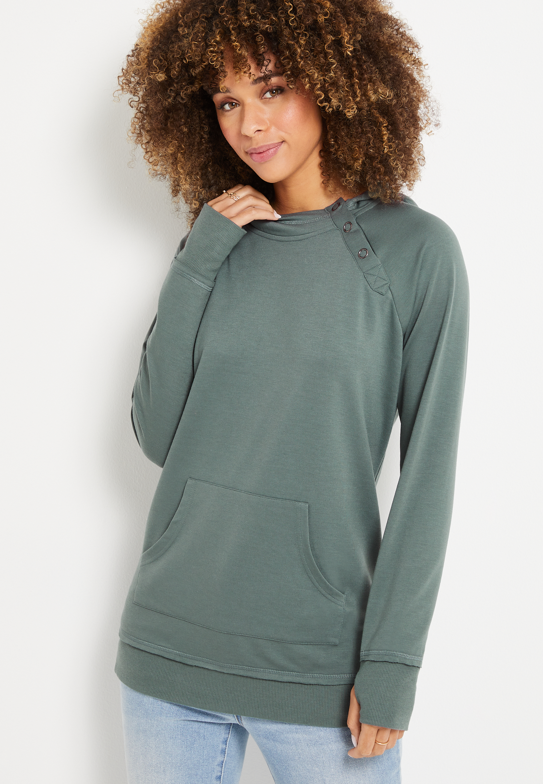Green Snap Hoodie | maurices