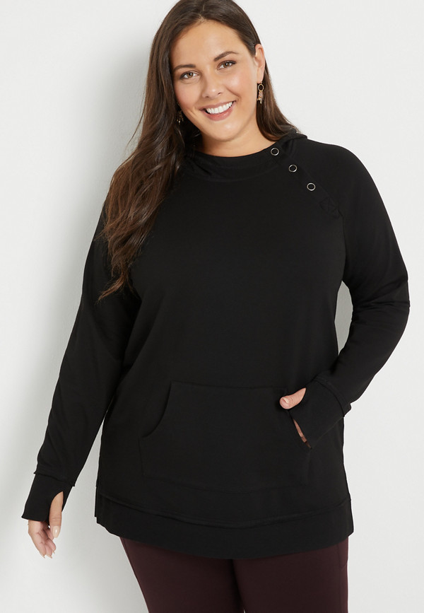 Plus Size Black Snap Hoodie | maurices