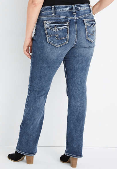 Plus Size Silver Jeans Co.® Elyse Slim Boot Curvy Mid Rise Faux Flap Pocket Jean