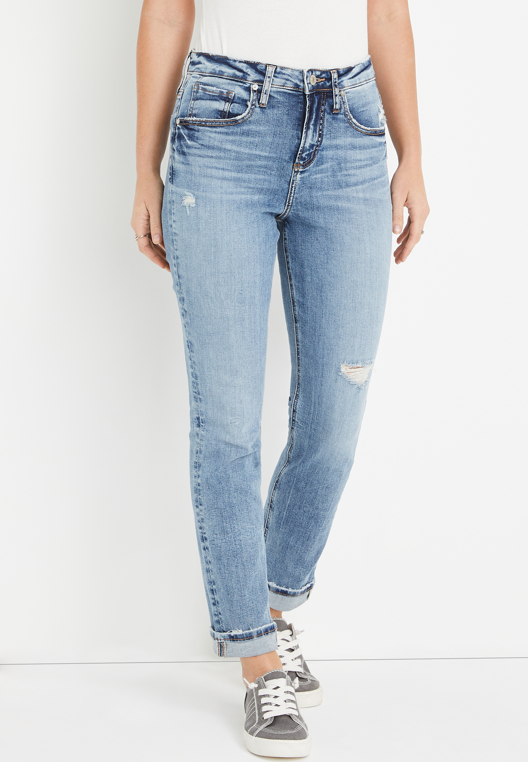 maurices silver boyfriend jeans