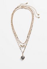 Gold Layered Heart Necklace, , small