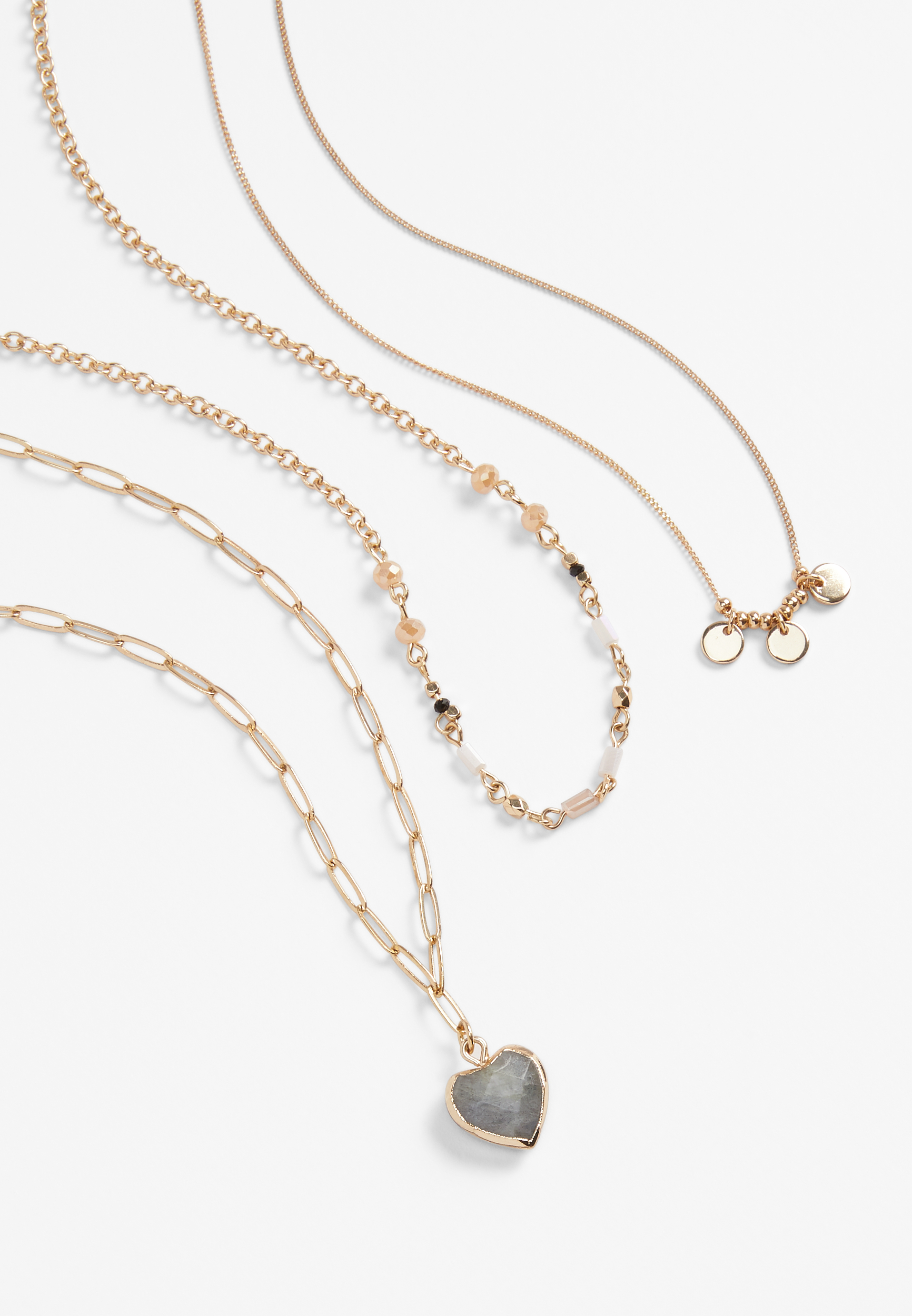 Gold Layered Heart Necklace, , large