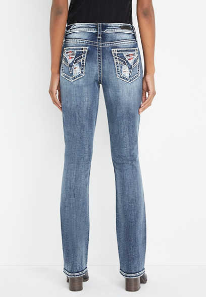 Vigoss® Slim Boot Mid Rise Plaid Pocket Jean