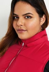 Plus Size Hooded Longlined Puffer Vest, ROYAL RUBY, small