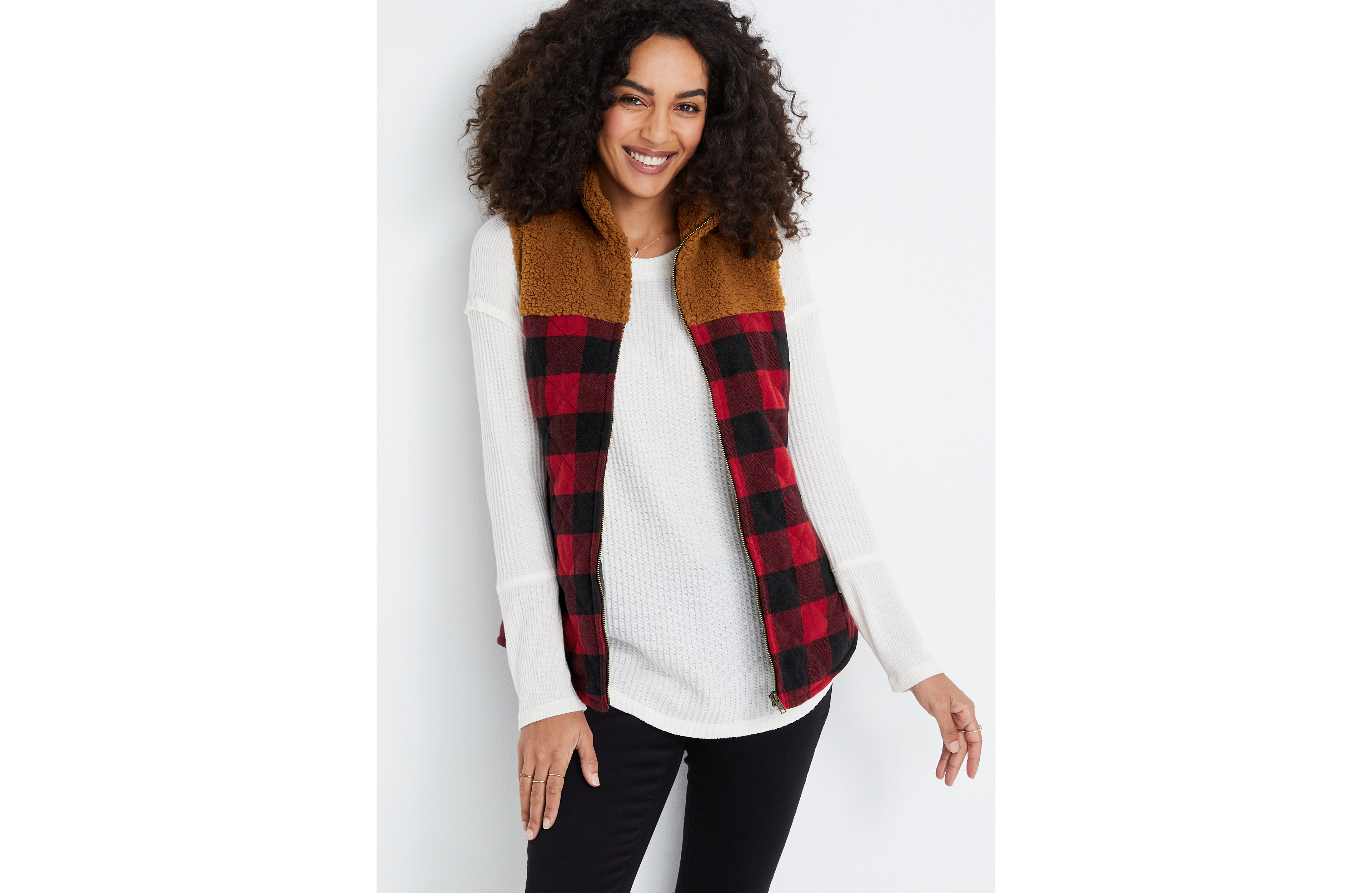 Buffalo Plaid Sherpa Block Vest
