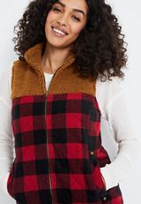 Buffalo Plaid Sherpa Block Vest, C5179, small