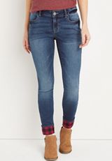 m jeans by maurices&trade; Super Soft Mid Rise Plaid Cuffed Jegging, C258, small