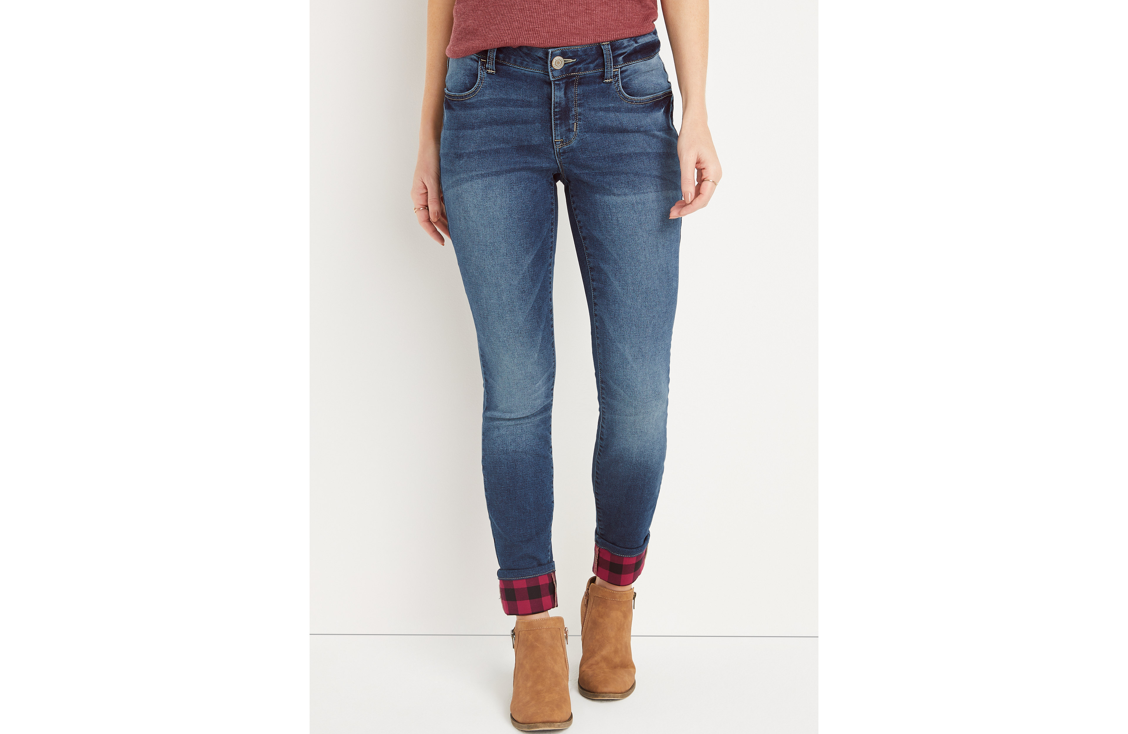 m jeans by maurices™ Super Soft Mid Rise Plaid Cuffed Jegging