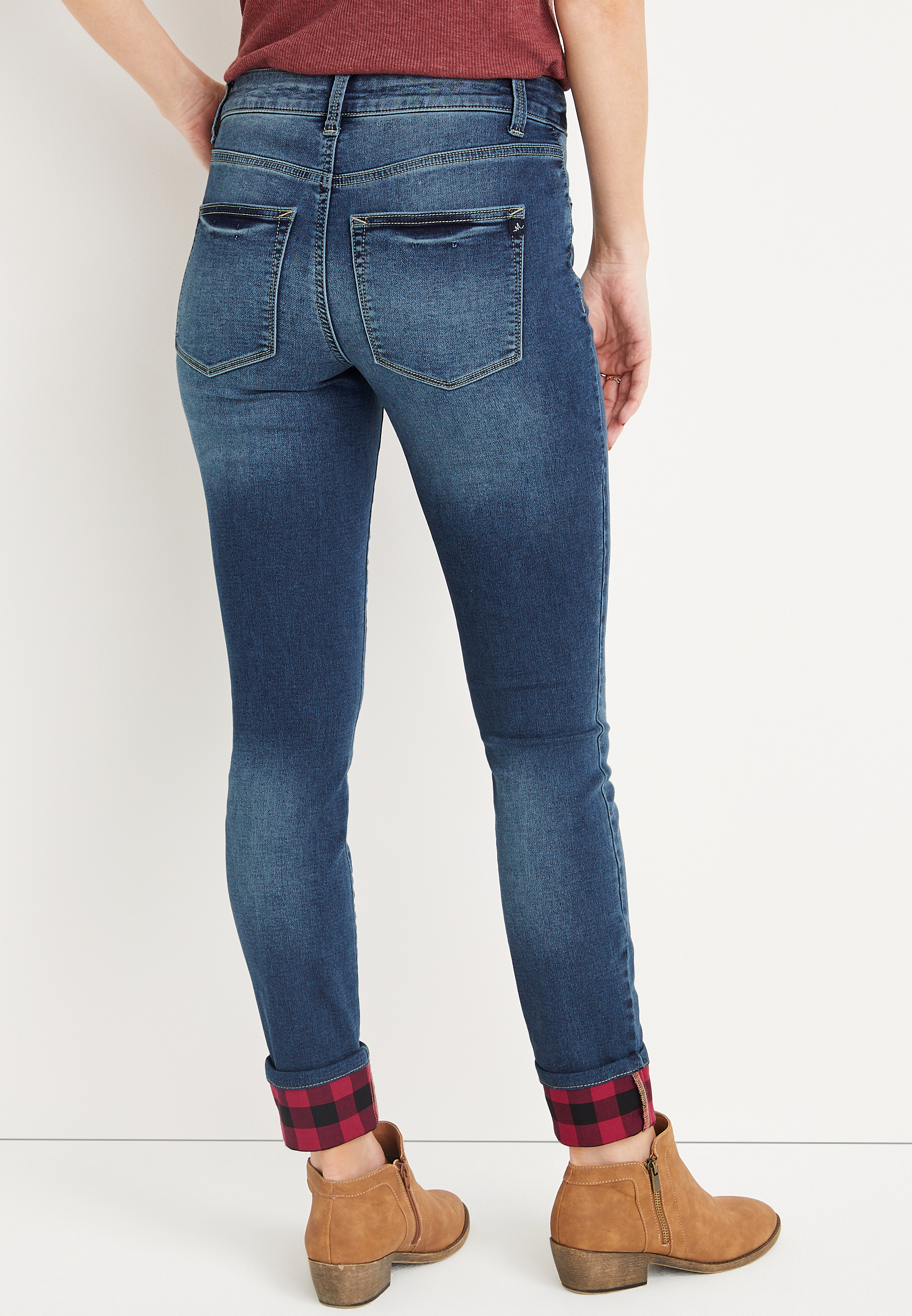 m jeans by maurices&trade; Super Soft Mid Rise Plaid Cuffed Jegging, C258, large