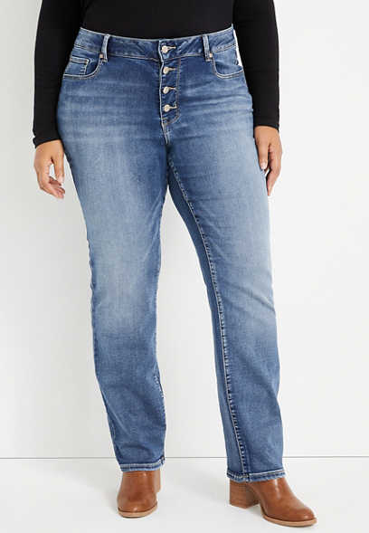 Plus Size m jeans by maurices™ Super Soft Straight High Rise Button Fly Jean