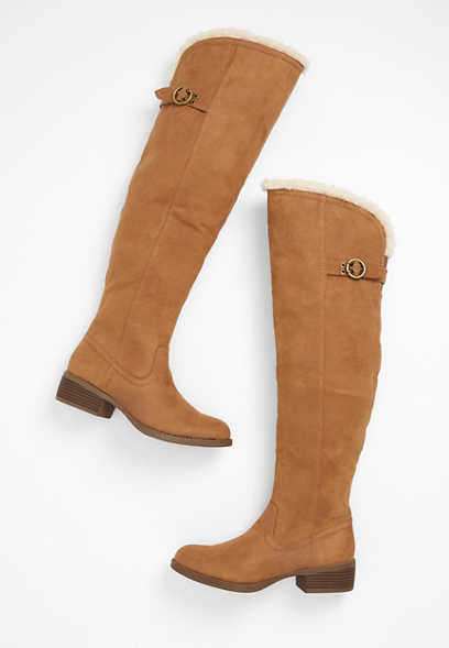 Vivienne Sherpa Trim Wide Calf Over The Knee Boot