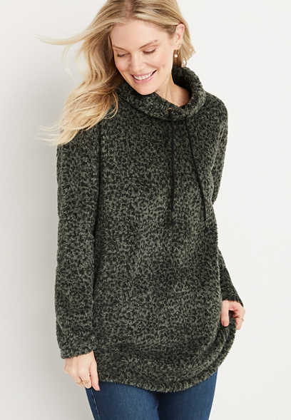 Lodge Olive Leopard Sherpa Sweatshirt
