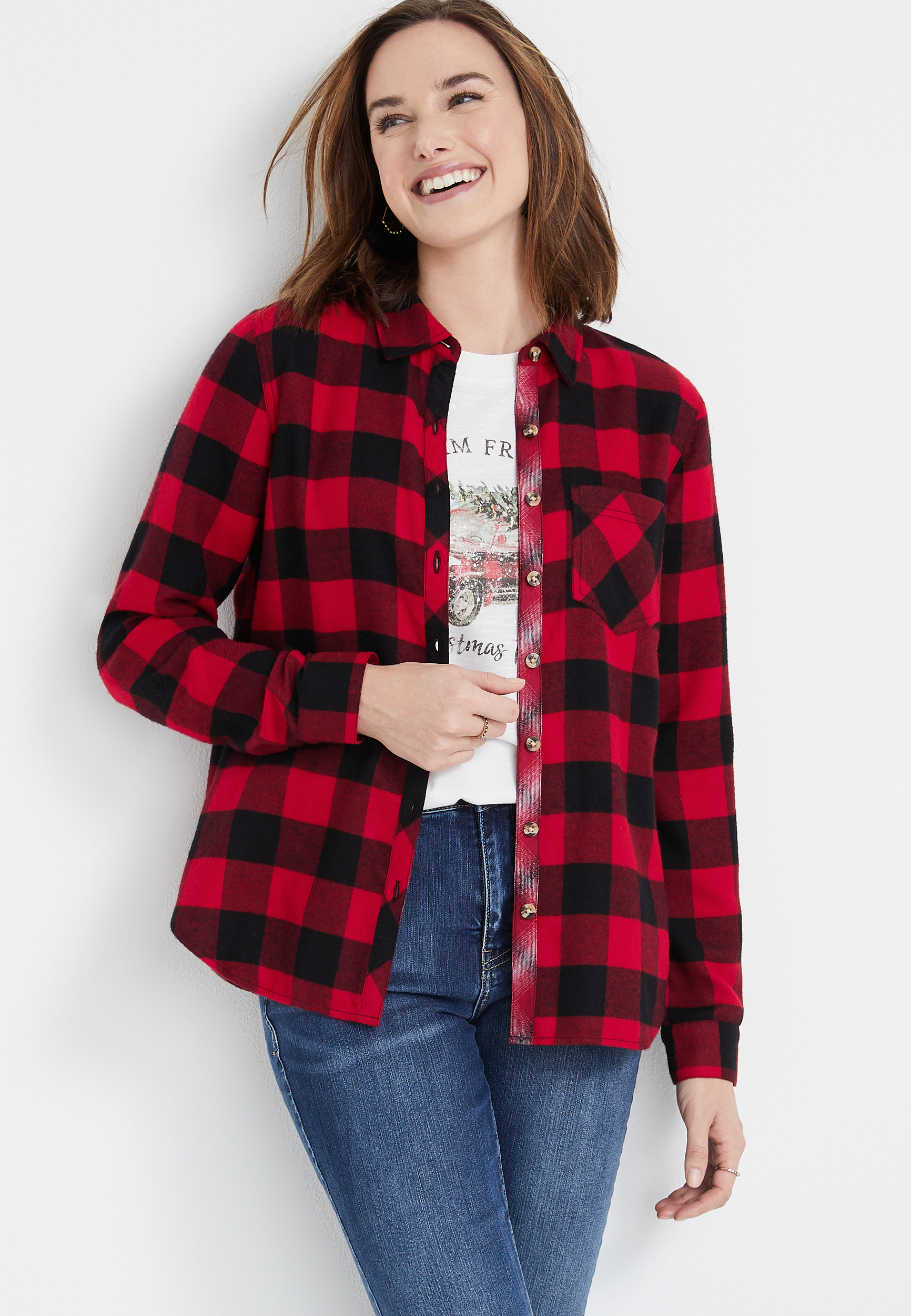 Cabin Red Buffalo Plaid Button Down Shirt | maurices