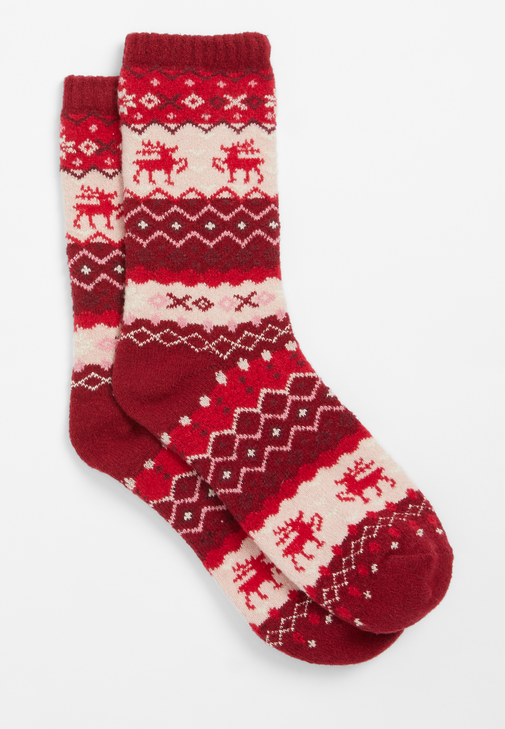 Red Reindeer Fair Isle Crew Socks | maurices