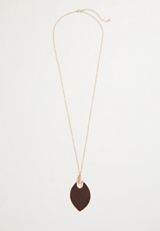 Brown Feather Pendant Necklace, , small