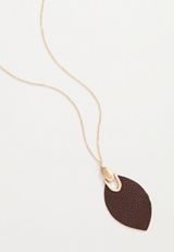 Brown Feather Pendant Necklace, , small