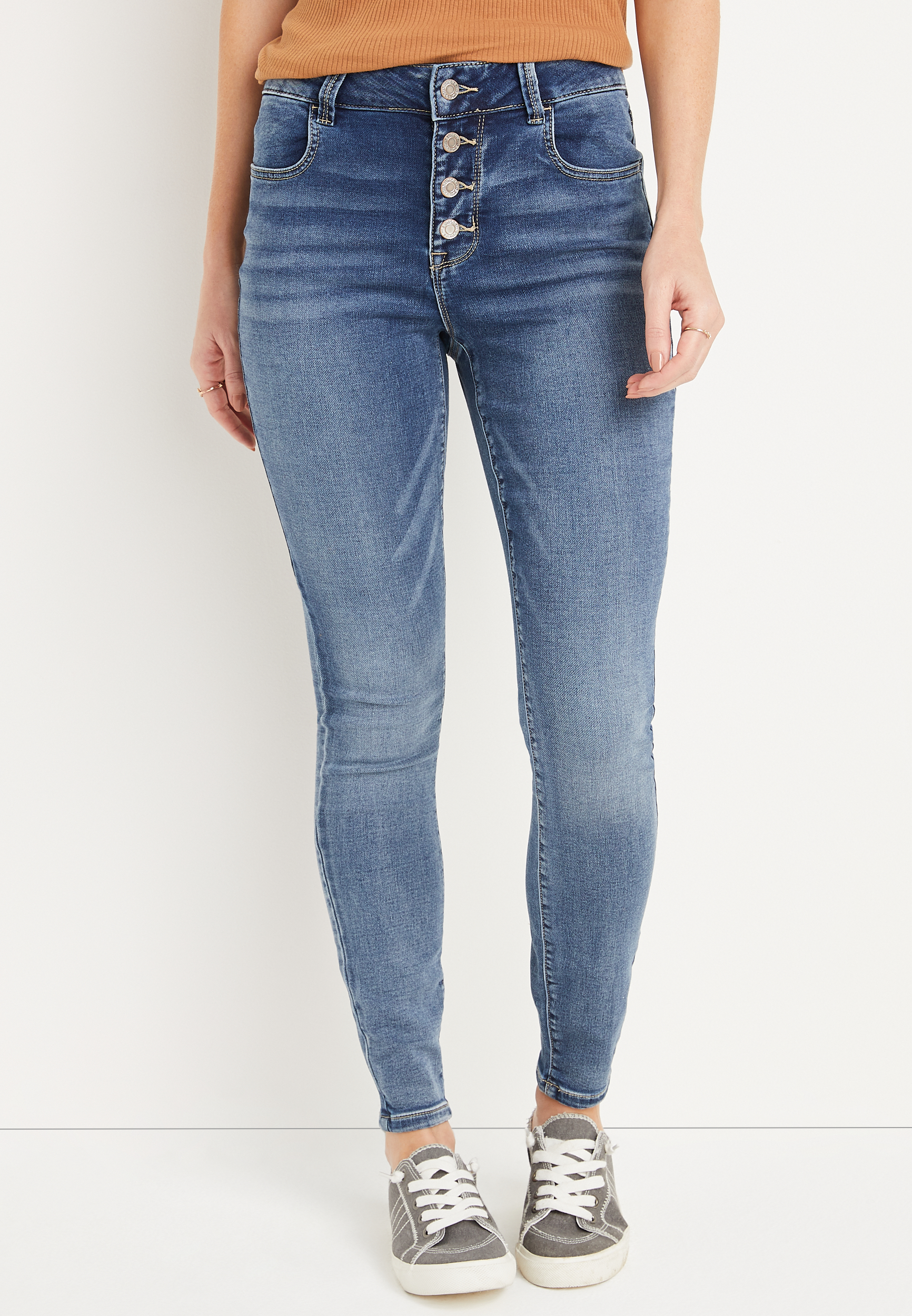 m jeans by maurices™ Super Soft Skinny High Rise Button Fly Jean maurices