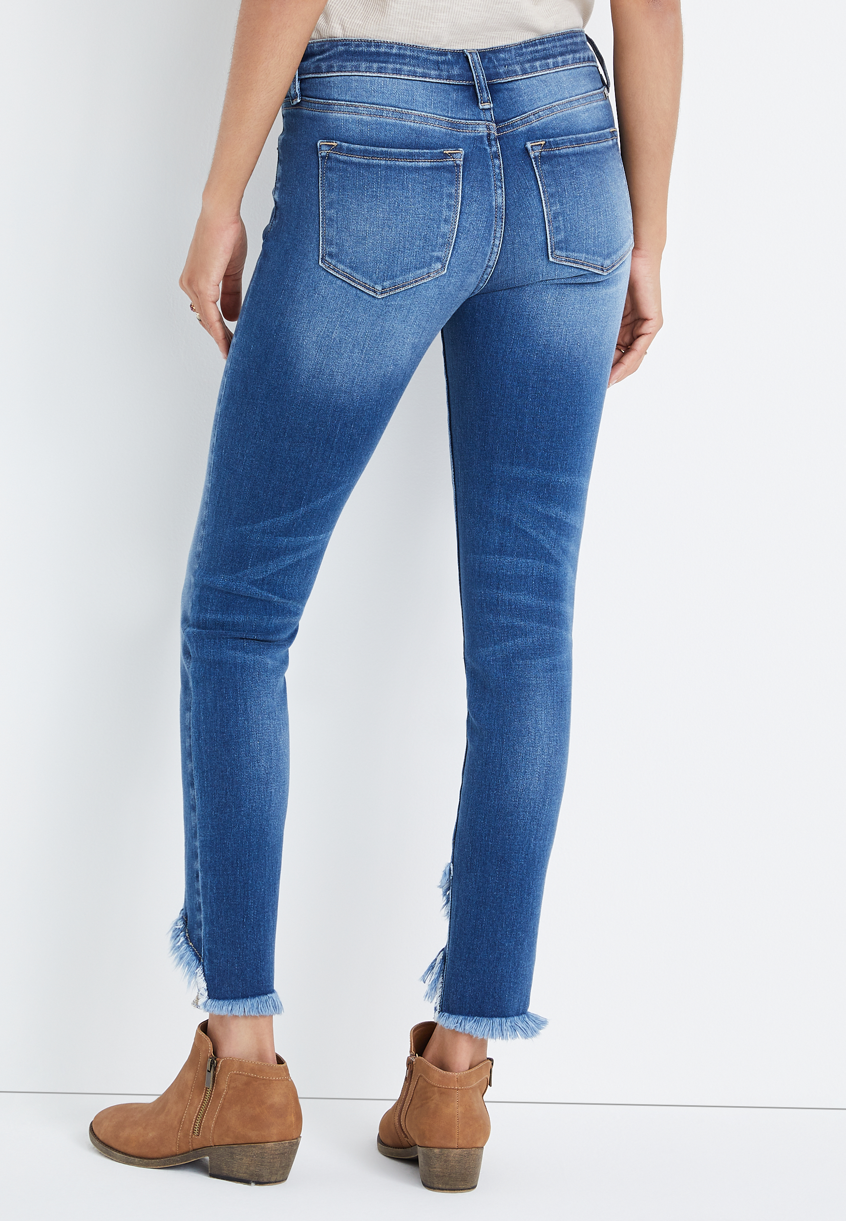 KanCan&trade; Skinny Mid Rise Frayed Hem Jean, C3337, large