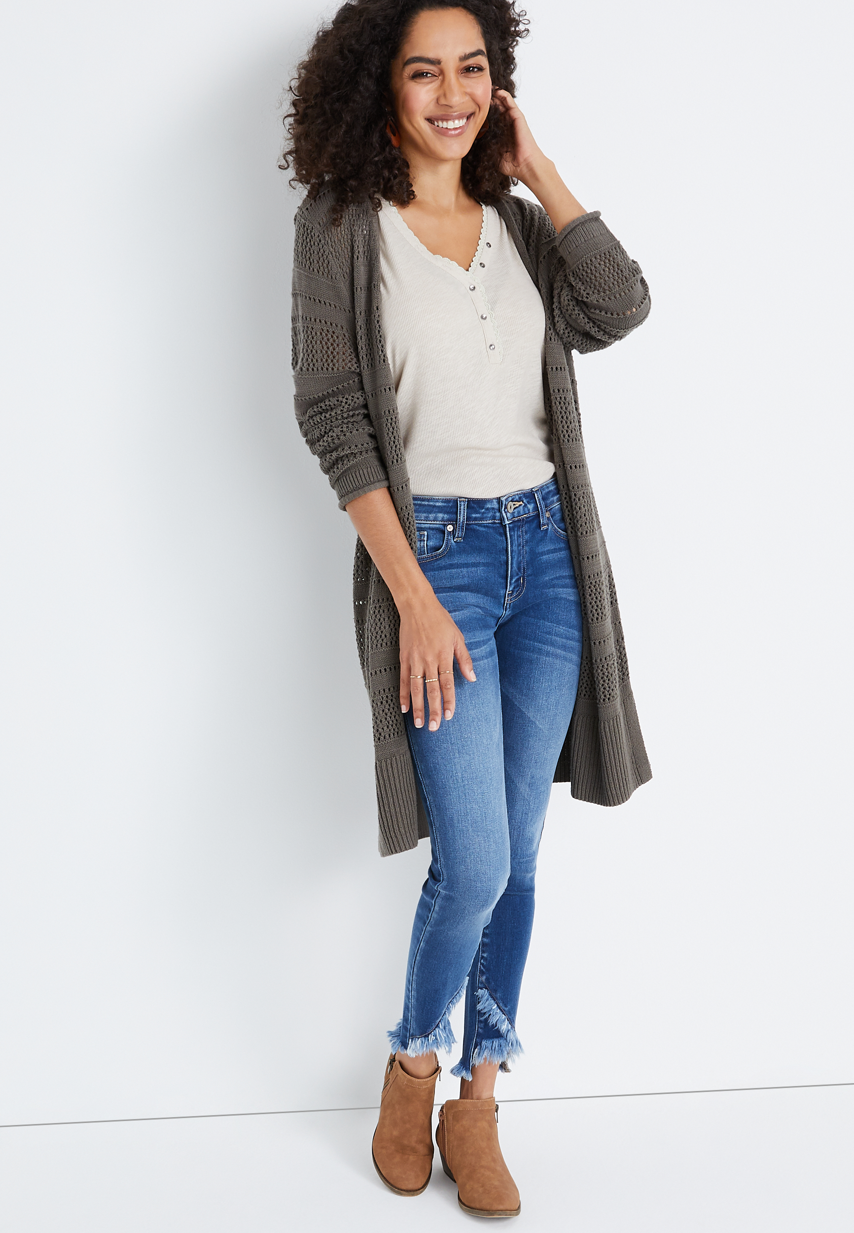 KanCan&trade; Skinny Mid Rise Frayed Hem Jean, C3337, large