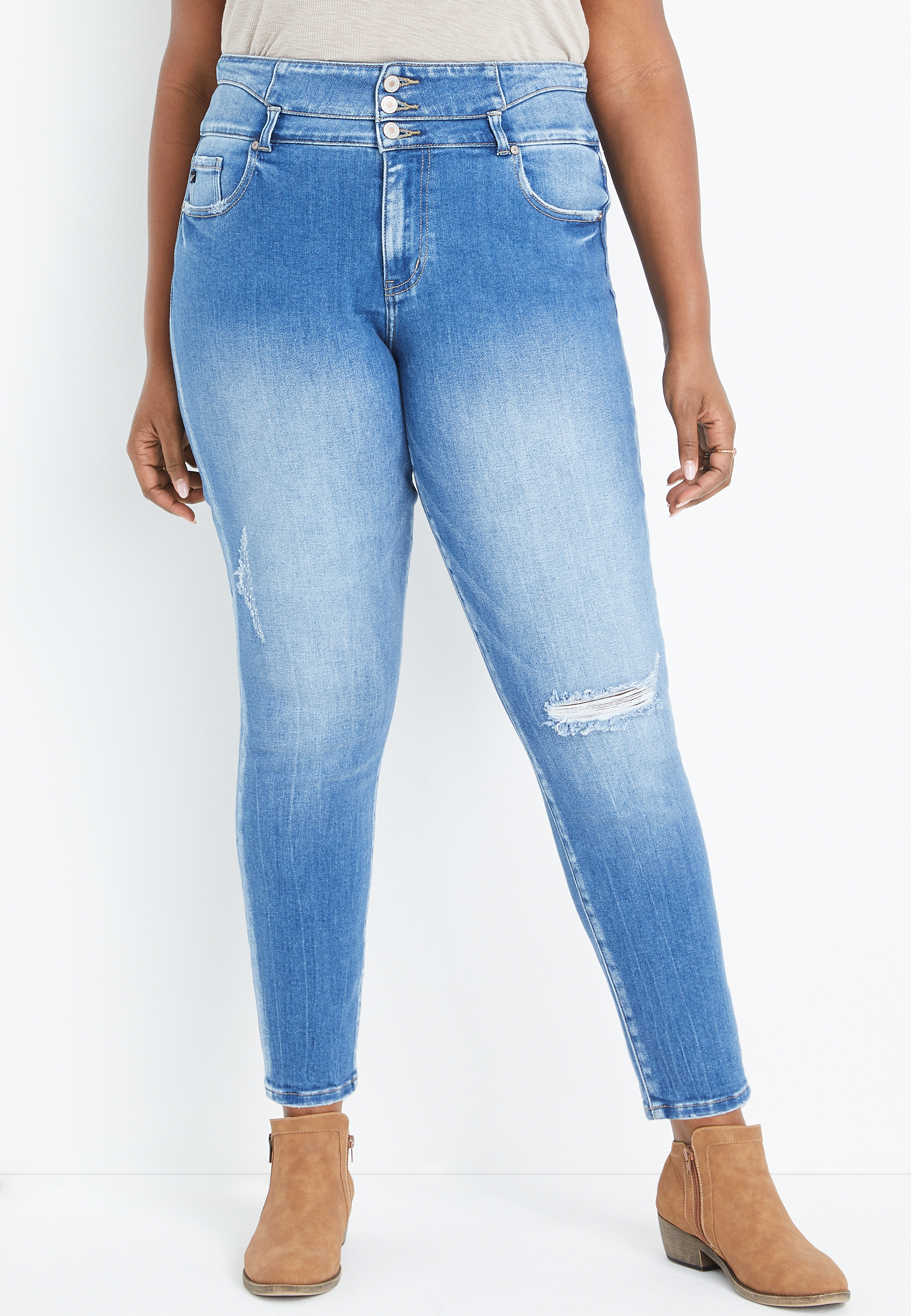 Plus Size KanCan™ Skinny Curvy High Rise Ripped Jean maurices