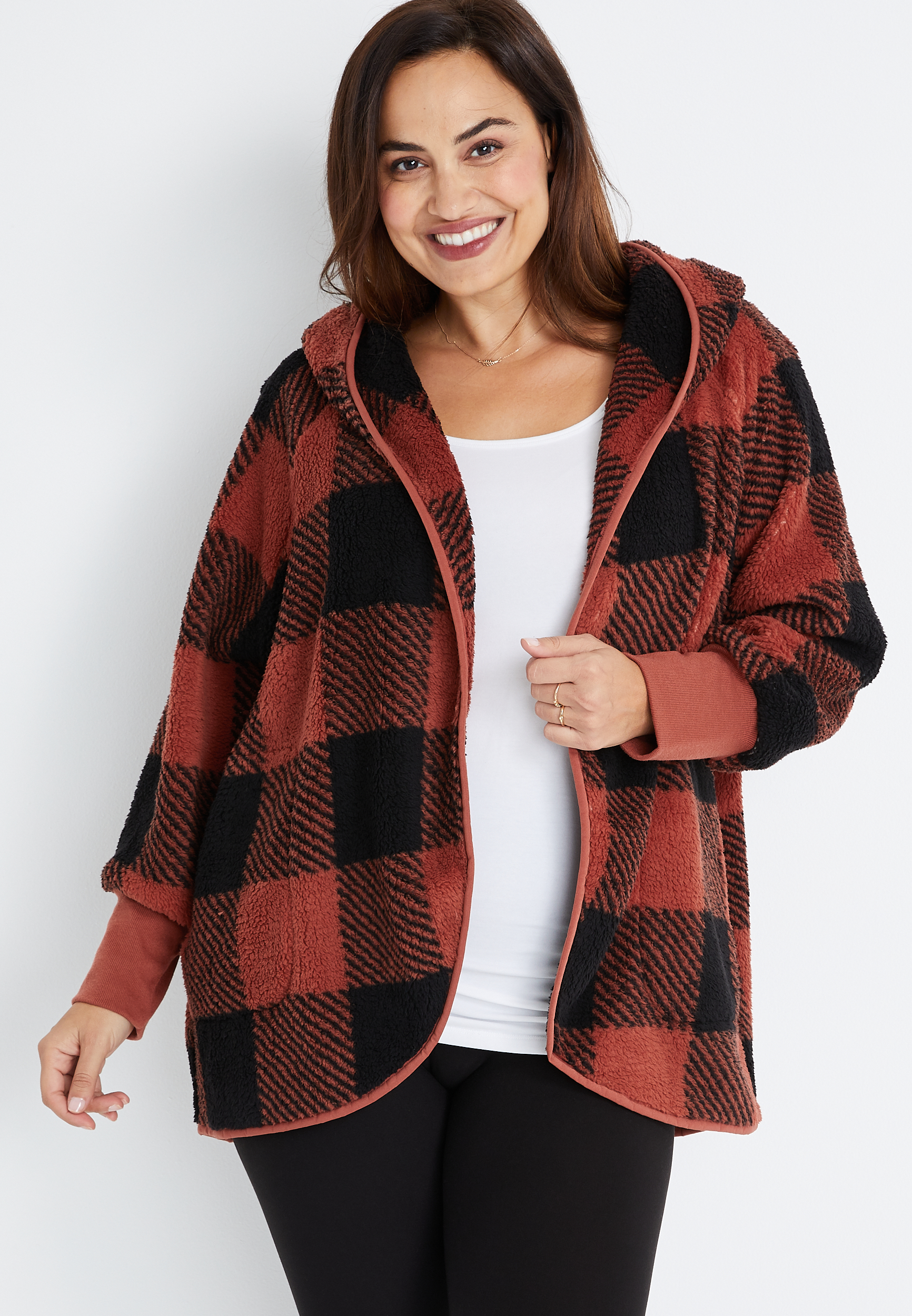 plus size sherpa cardigan