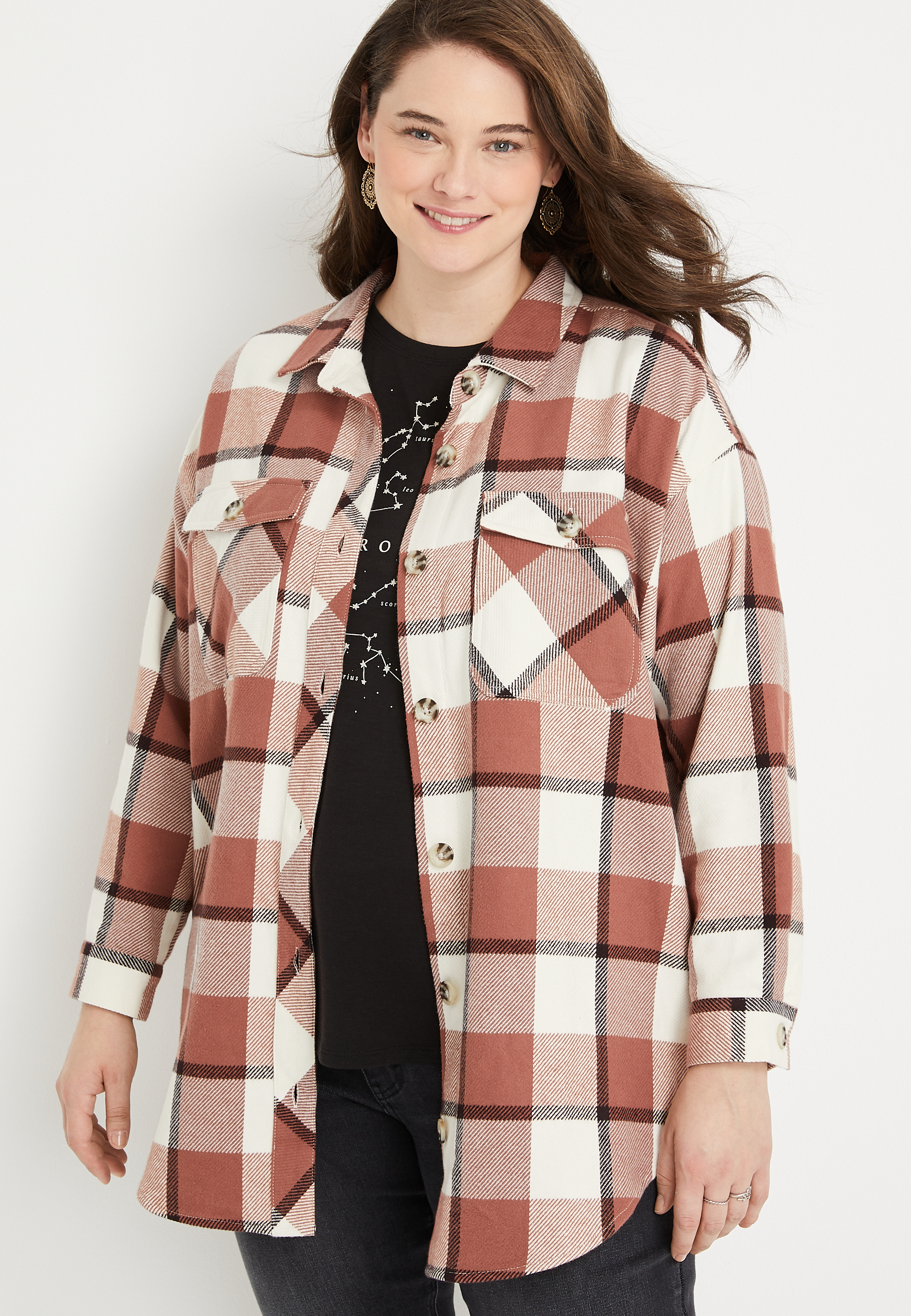 Flannel Womens Shacket Plus Size Flannel Women's Tall Shacket