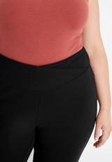 Plus Size Black Flare Crossover Waist Crepe Pant, C106, small