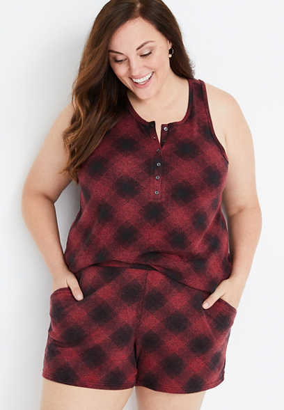 Plus Size Red Plaid Tank Top