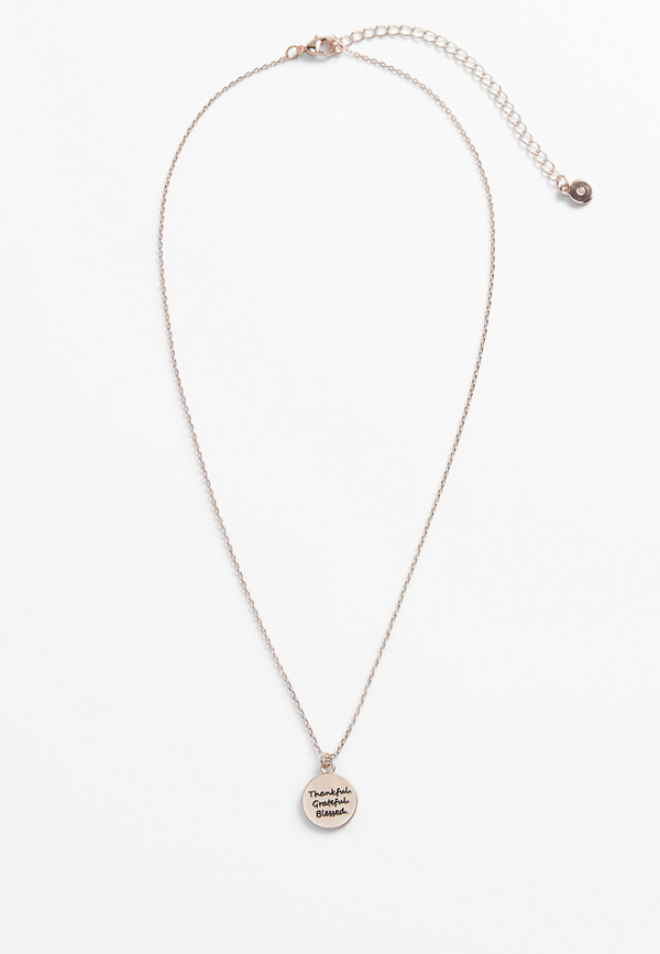 Dainty Rose Gold Thankful Grateful Blessed Necklace | maurices