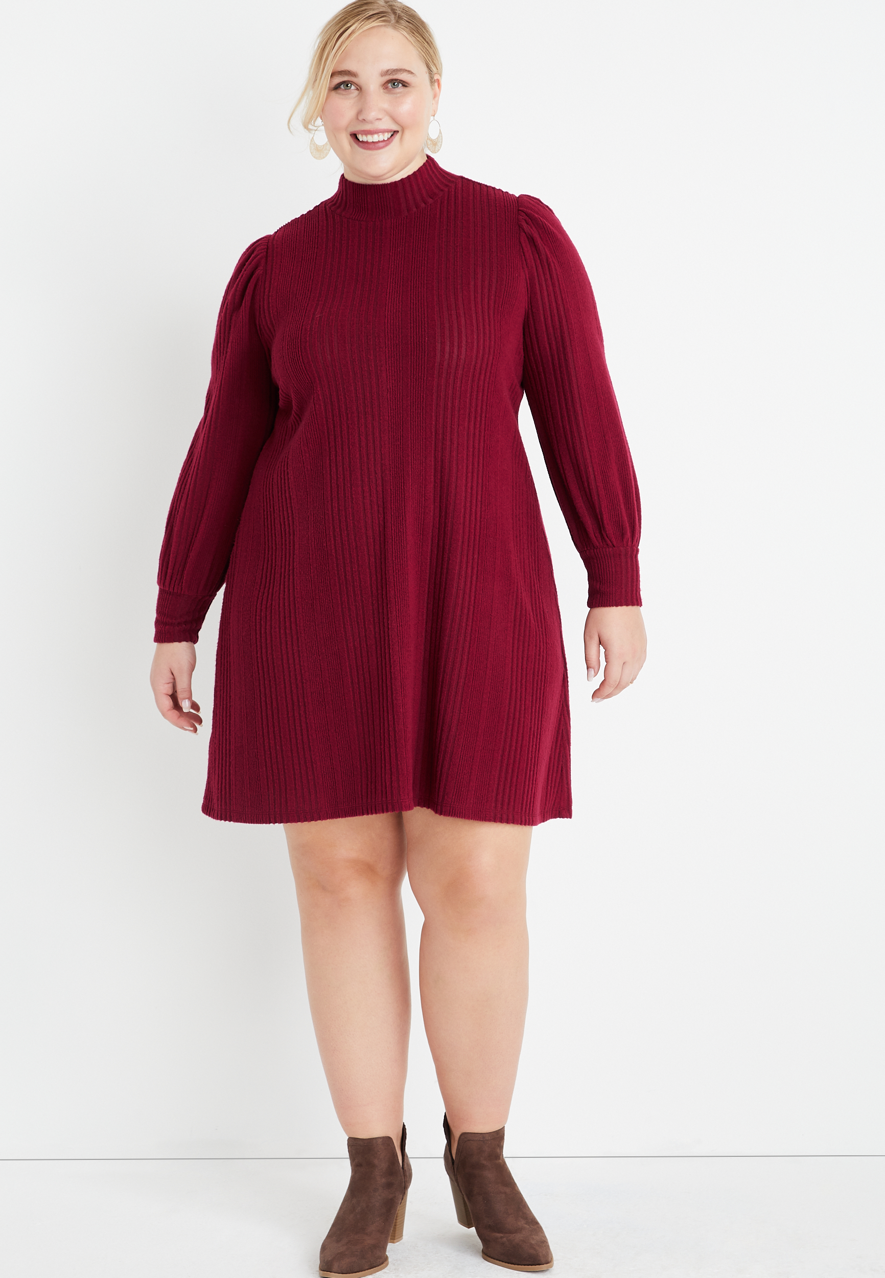 strapless open back dress About Last Night Halter Mini Dress Red Merlot Plus Size main image 1