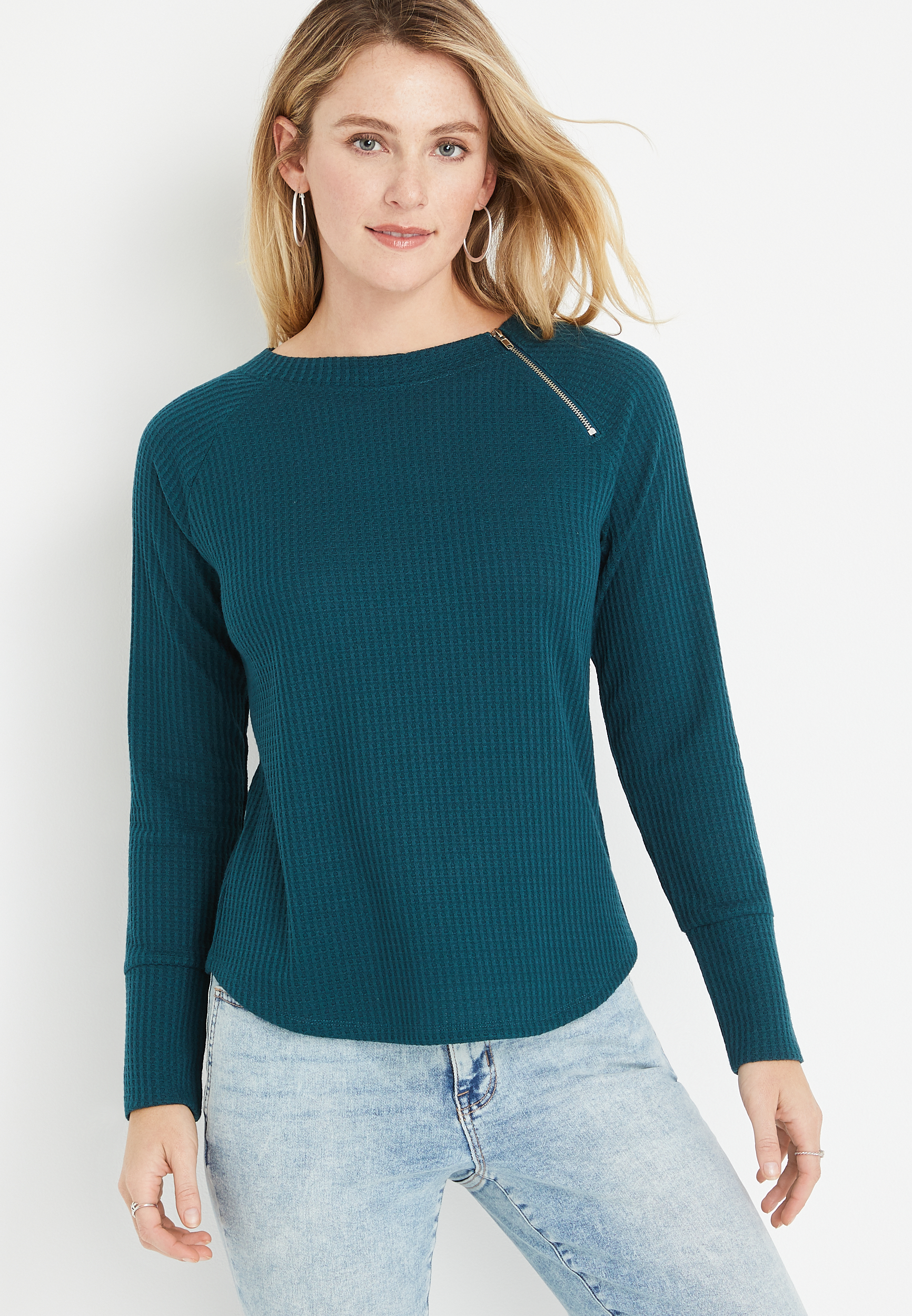 Solid Thermal Side Zipper Sweater | maurices