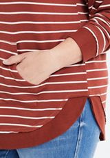 Plus Size Homeward Striped Sherpa Hoodie, C4213, small