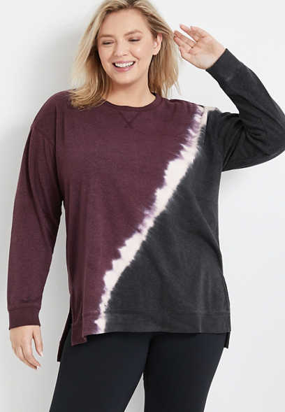 Plus Size Willowsoft Tie Dye Tunic Sweatshirt