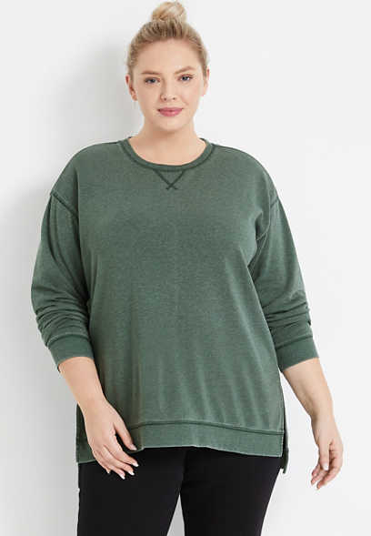 Plus Size Willowsoft Solid Tunic Sweatshirt