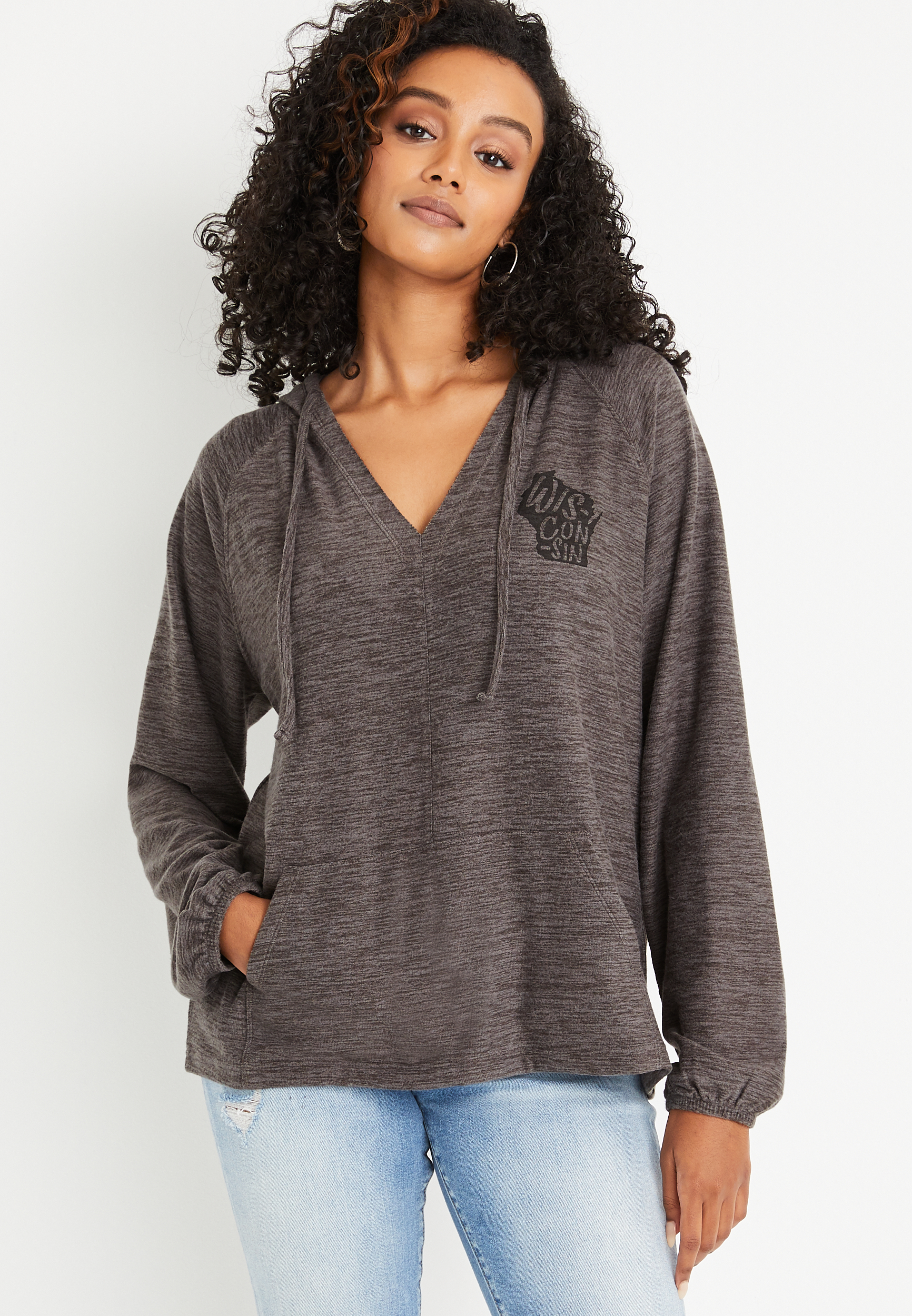 Gray Wisconsin Cozy Graphic Hoodie Maurices