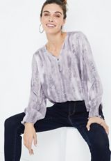 Purple Button Front Tunic Blouse, C4058, small