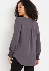 Solid Button Front Tunic Blouse, C3567, small