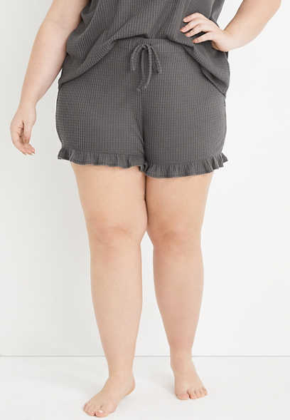 Plus Size Gray Waffle 4.5in Short