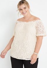 Plus Size Off The Shoulder Lace Top, C2789, small