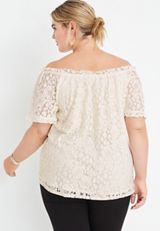 Plus Size Off The Shoulder Lace Top, C2789, small