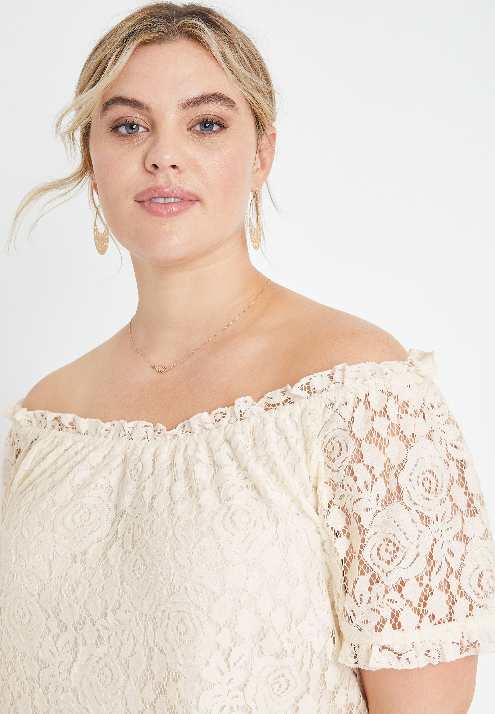 Plus Size Off The Shoulder Lace Top, C2789, large