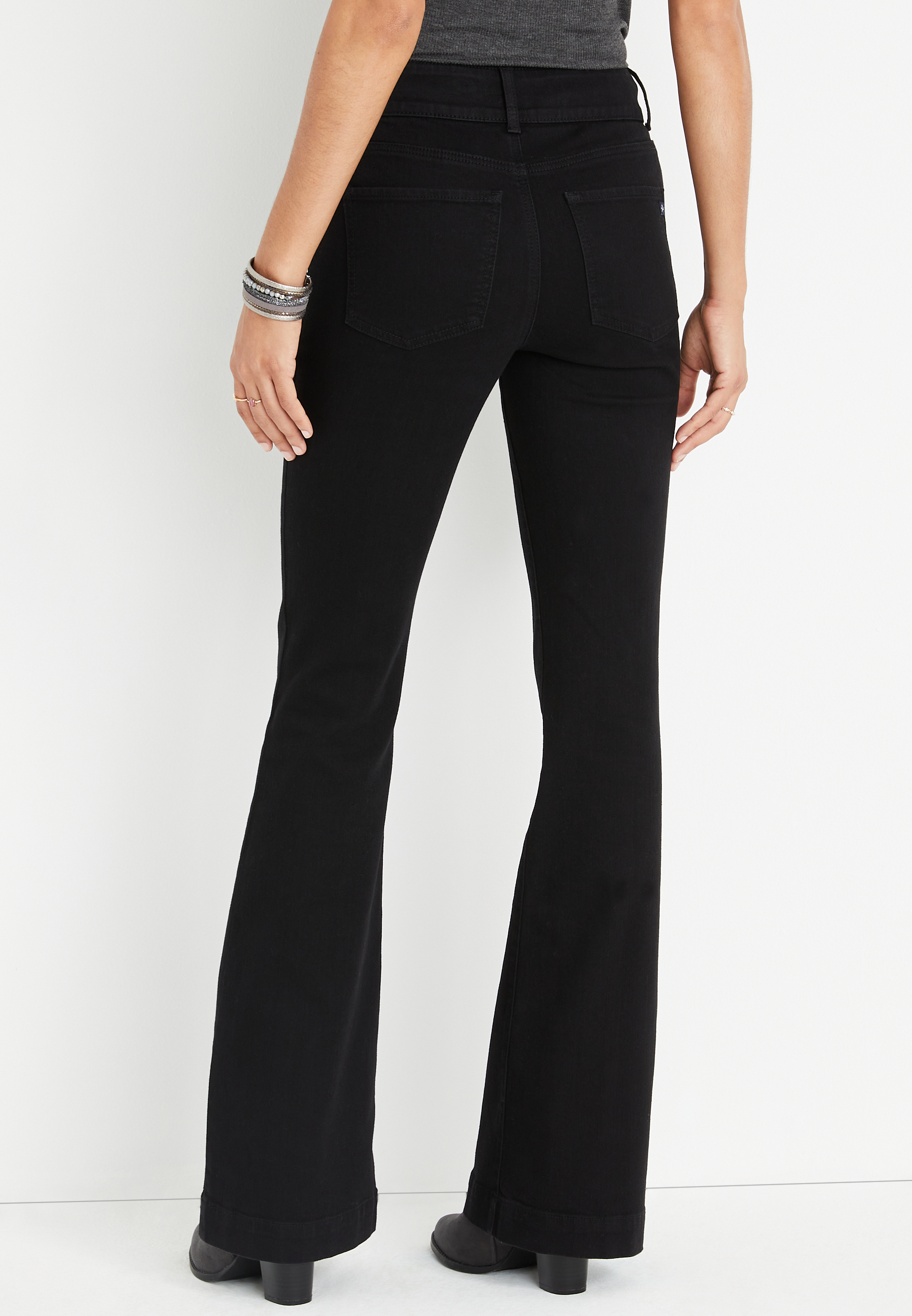 m jeans by maurices&trade; Black Seam Flare High Rise Jean, , large