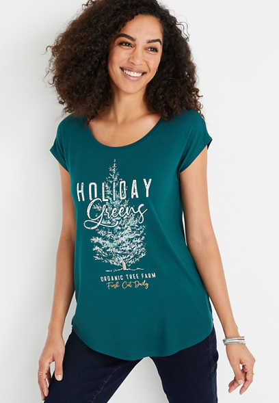 Holiday Greens Teal Graphic Tee