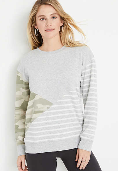 Gray Camo Colorblock Sweatshirt