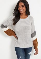 Gray Colorblock Sweater, C1755, small