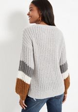 Gray Colorblock Sweater, C1755, small