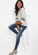 Gray Colorblock Sweater, C1755, small