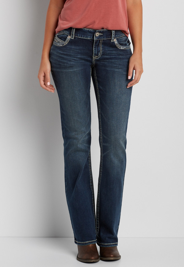 DenimFlex™ slim boot jeans with sequins and thick stitching | maurices
