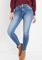 KanCan&trade; Skinny Curvy High Rise Triple Button Jean, MEDIUM SANDBLAST, small